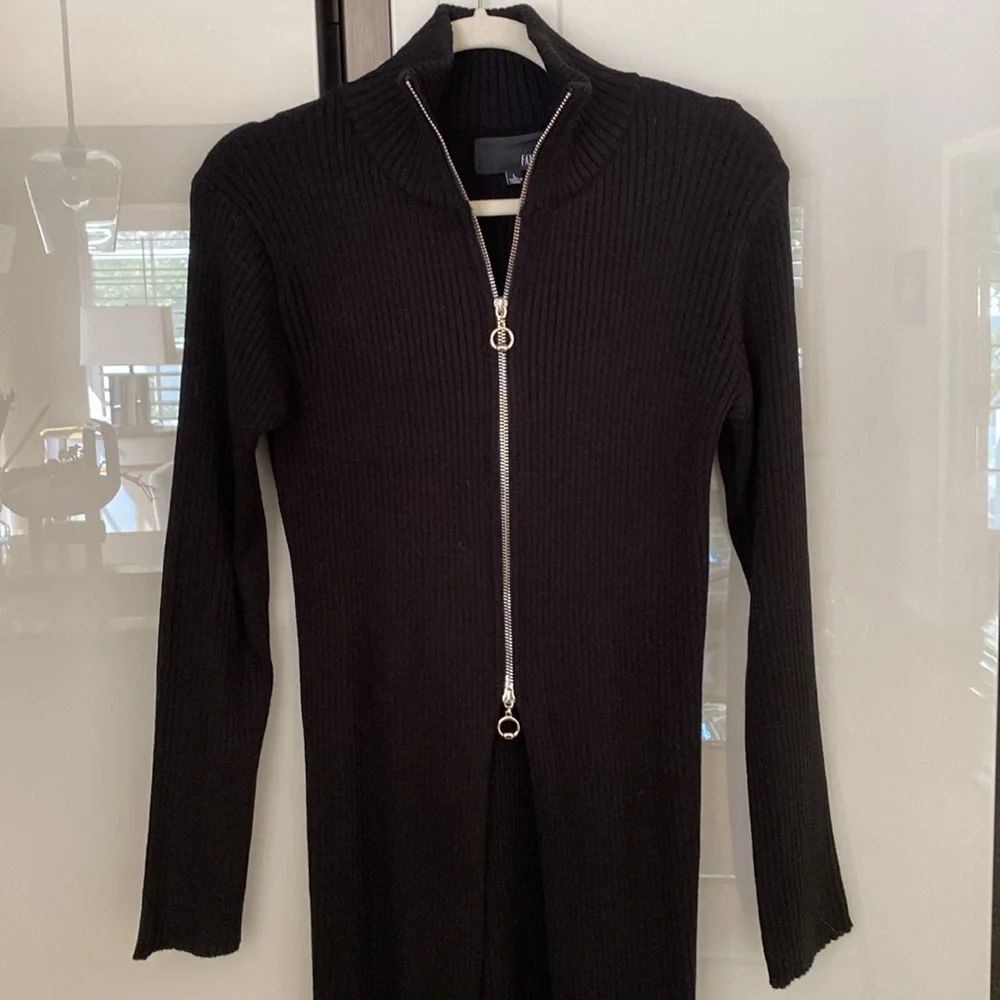 FATE by LFD black, midi, double zip, long sleeve cardigan, New w/o tags - Picture 2 of 5